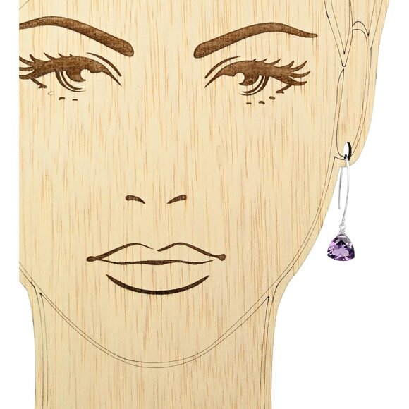 Women's Purple Amethyst Trillion Quartz Sterling Silver Dangle Earrings - Picture 5 of 9